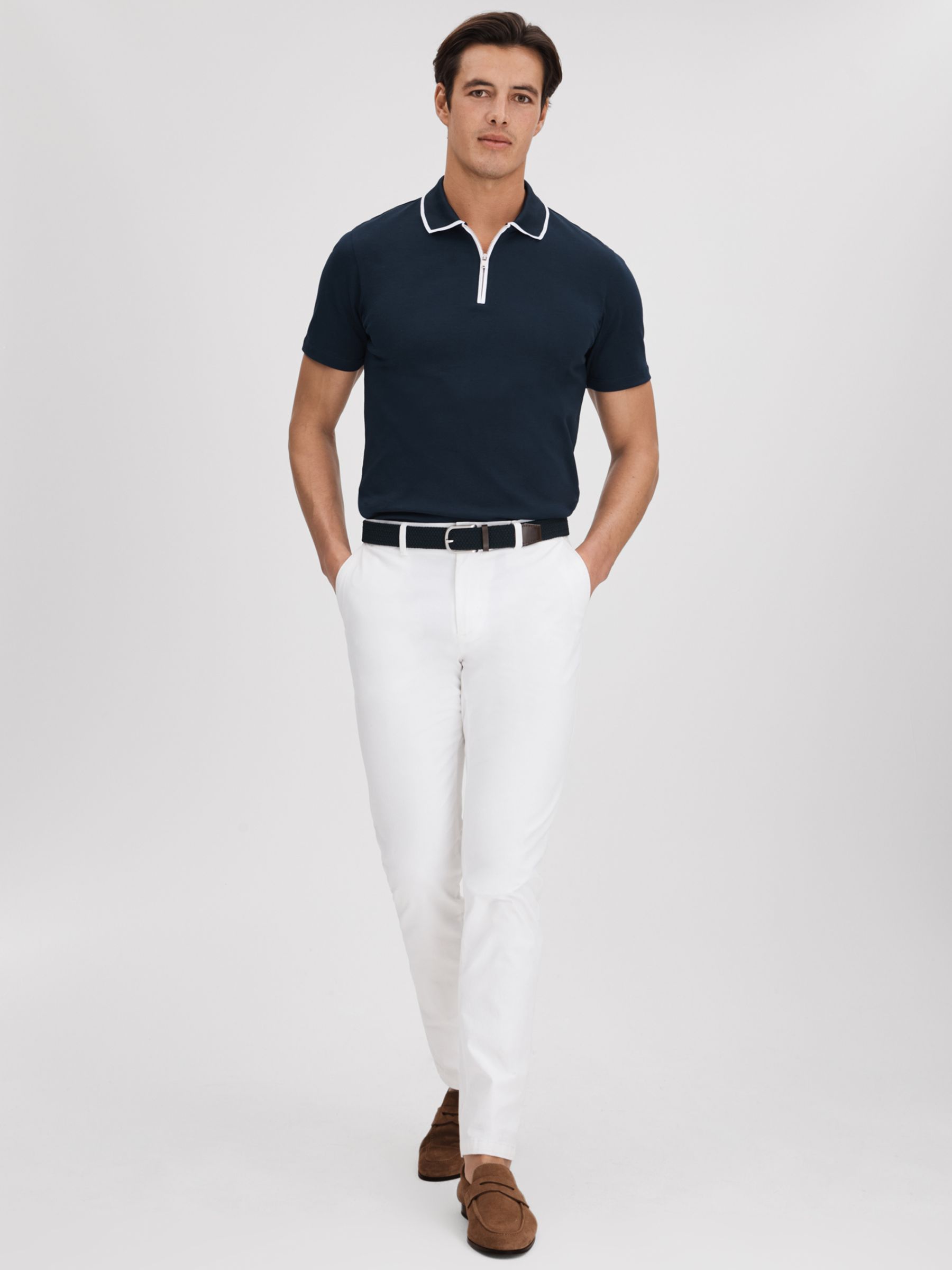 Buy Reiss Cannes Short Sleeve Cotton Ribbed Polo Shirt Online at johnlewis.com