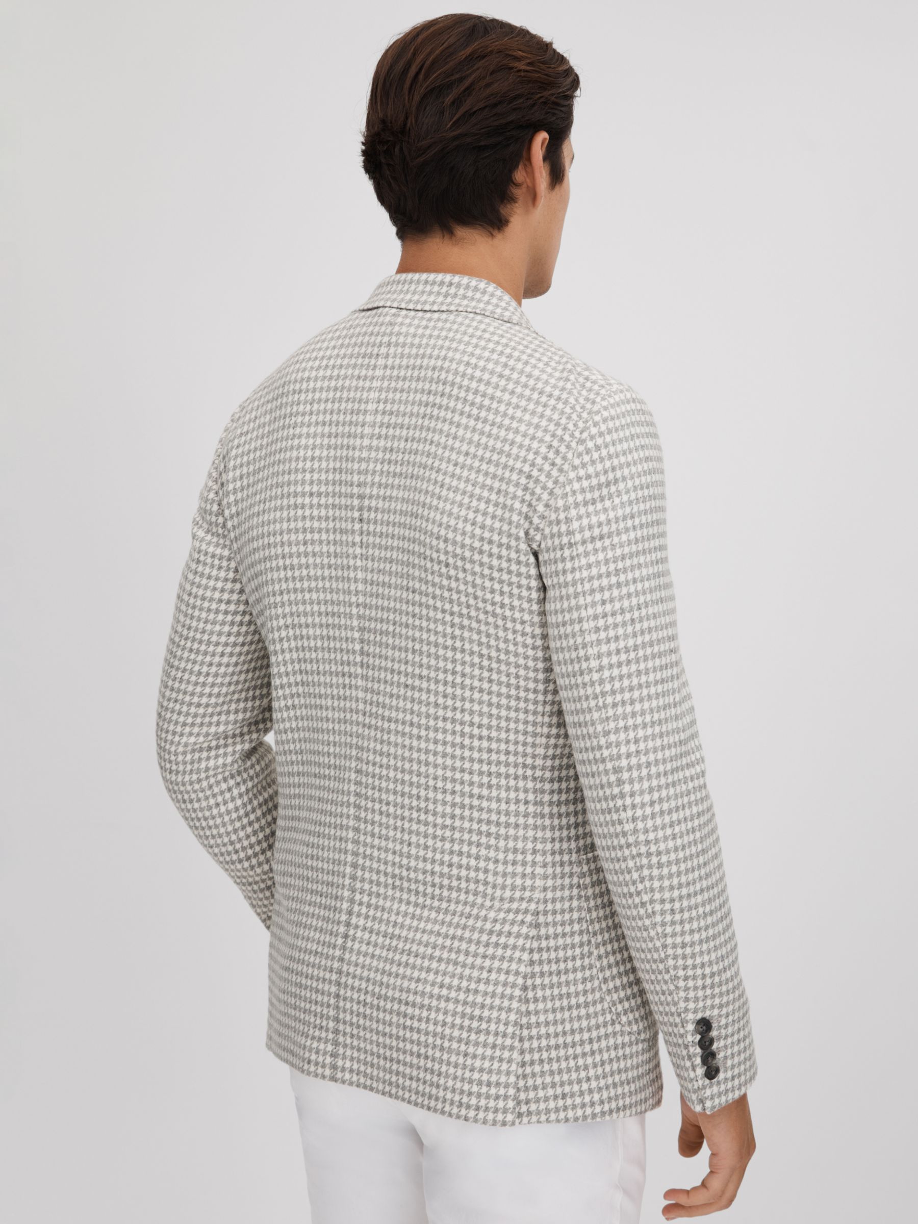 Buy Reiss Nite Tailored Fit Dogtooth Print Blazer, Grey Online at johnlewis.com