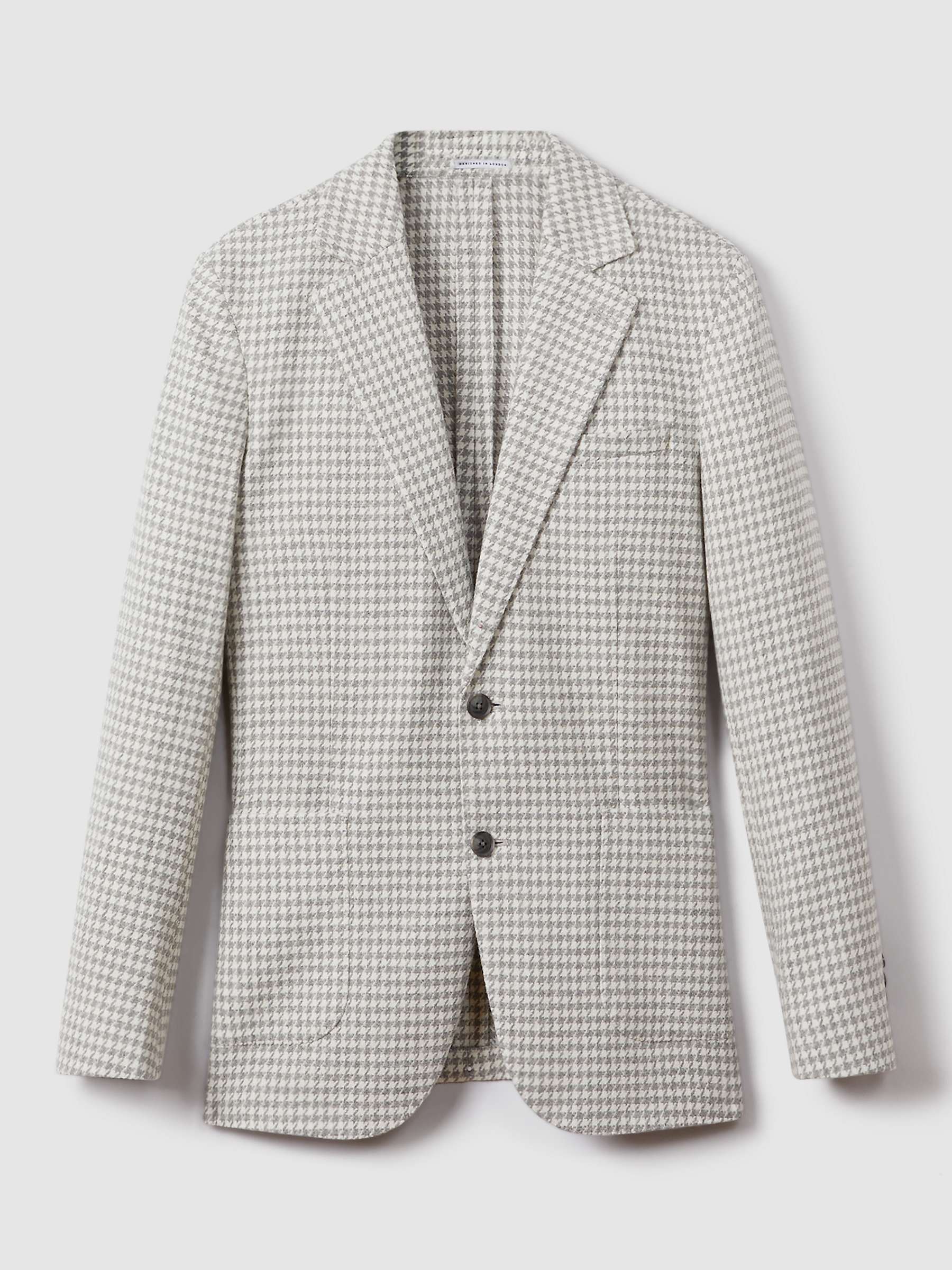 Buy Reiss Nite Tailored Fit Dogtooth Print Blazer, Grey Online at johnlewis.com