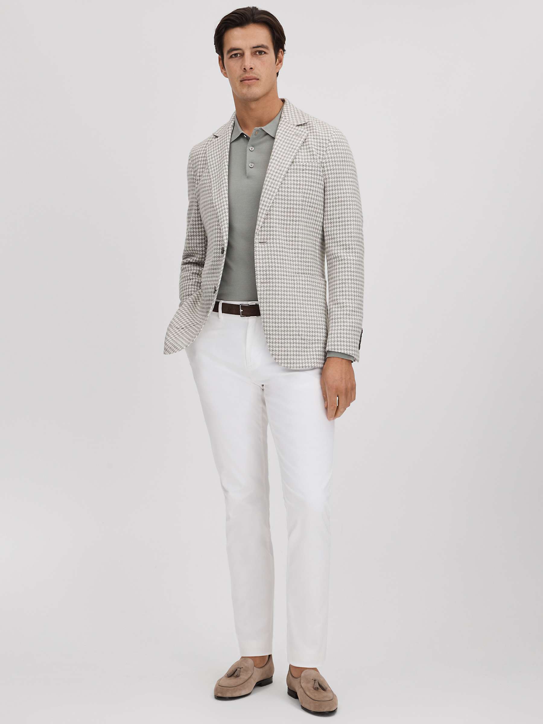 Buy Reiss Nite Tailored Fit Dogtooth Print Blazer, Grey Online at johnlewis.com