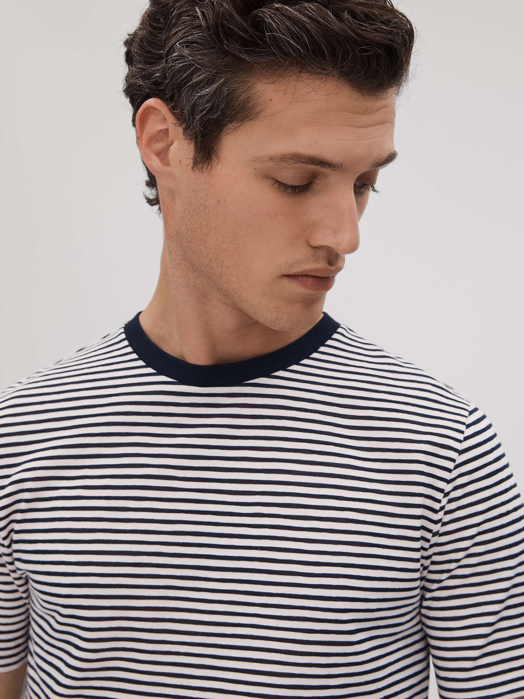 Buy Reiss Keats Short Sleeve Stripe T-Shirt, Navy/White Online at johnlewis.com