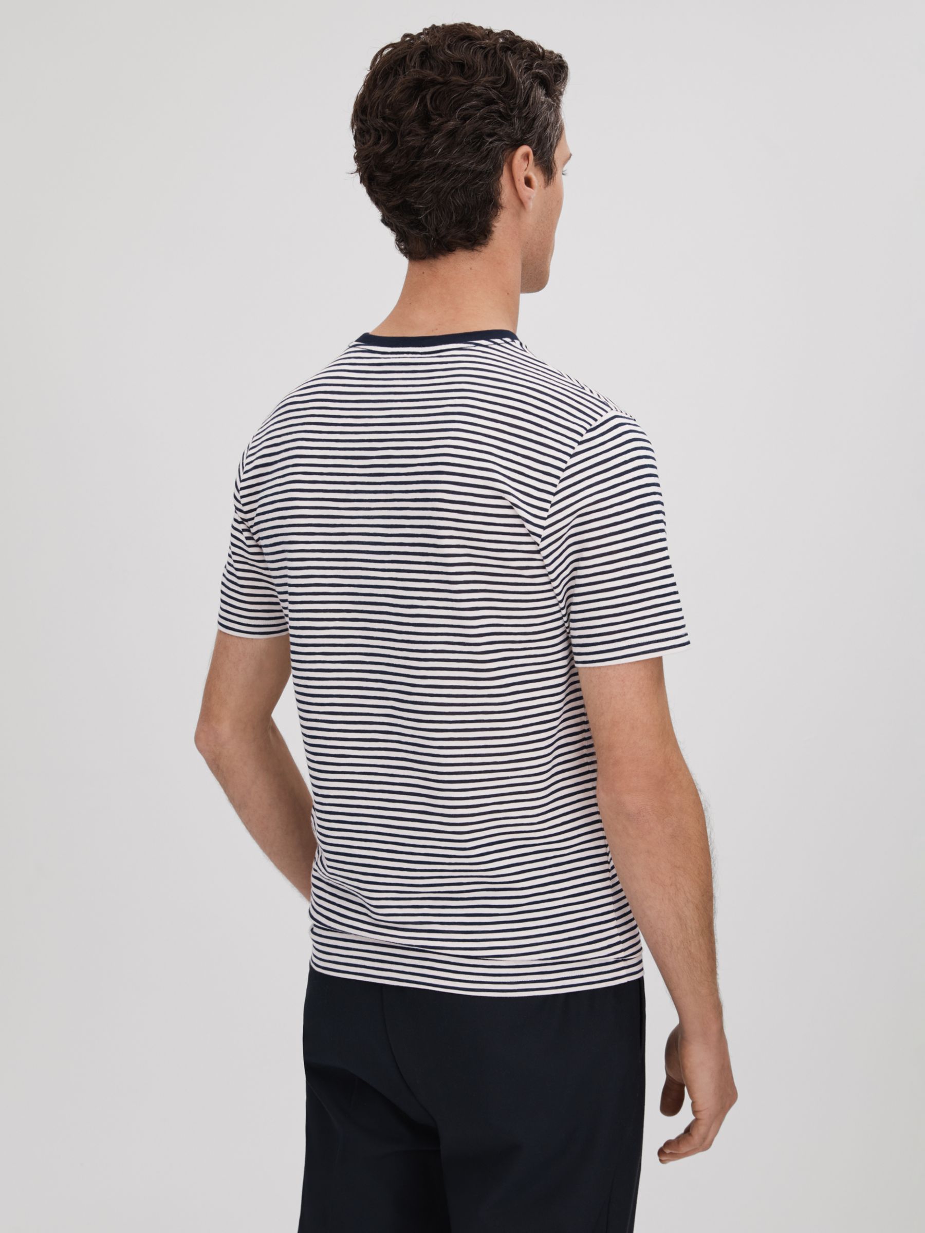 Reiss Keats Short Sleeve Stripe T-Shirt, Navy/White at John Lewis ...