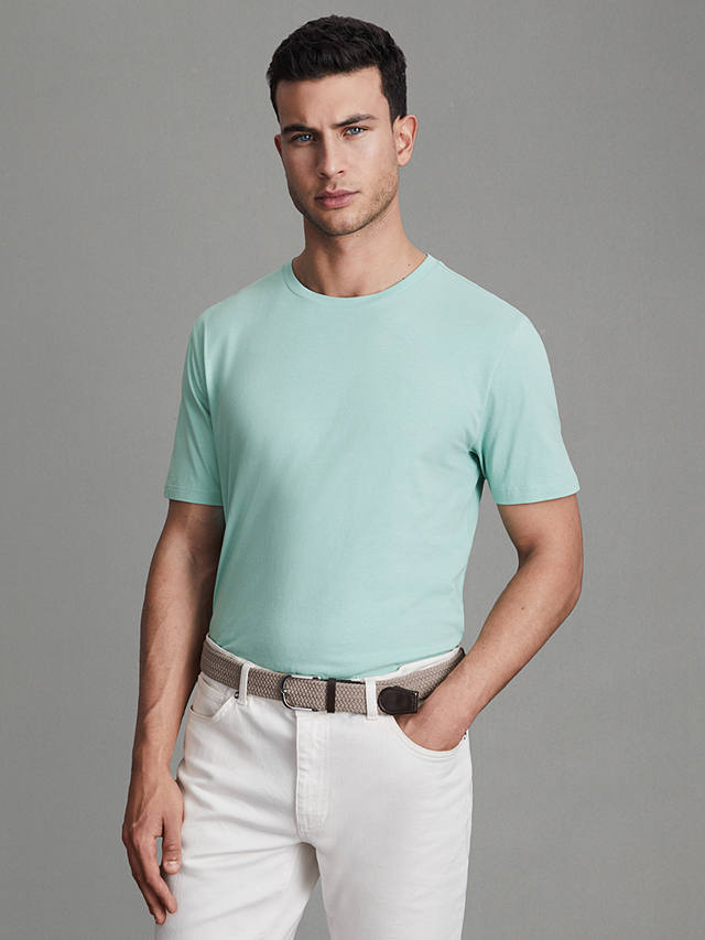 Reiss Cotton Crew Neck T-Shirt, Ocean Green
