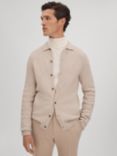 Reiss Kiedler Long Sleeve Button Through Cardigan, Oatmeal Melange