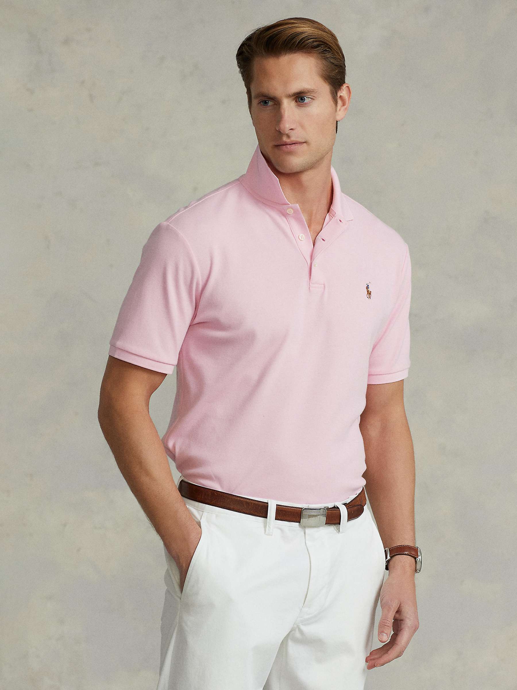 Polo Ralph Lauren Custom Slim Fit Soft Cotton Polo Shirt, Carmel Pink at  John Lewis & Partners