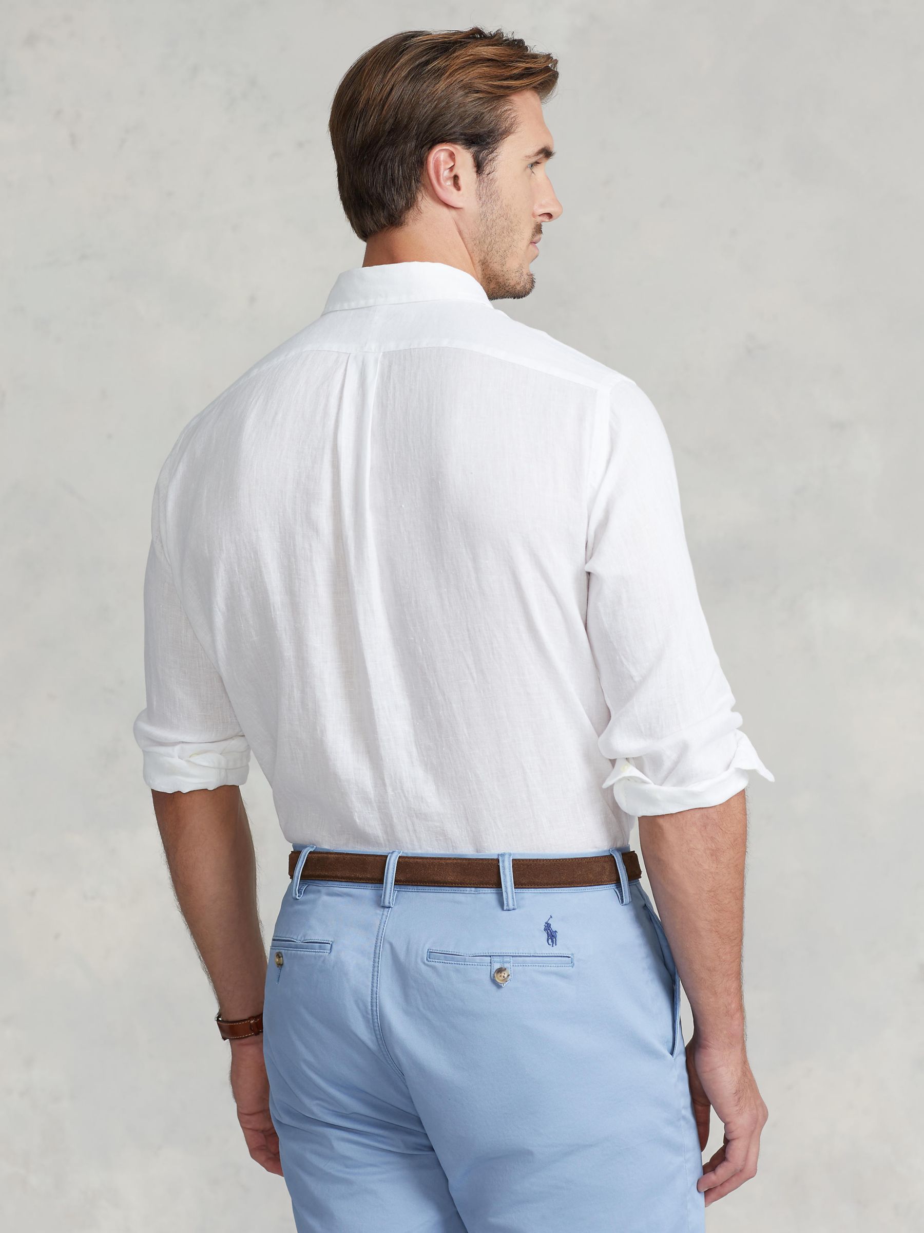 Ralph Lauren Big & Tall Long Sleeve Linen Shirt, White, LT