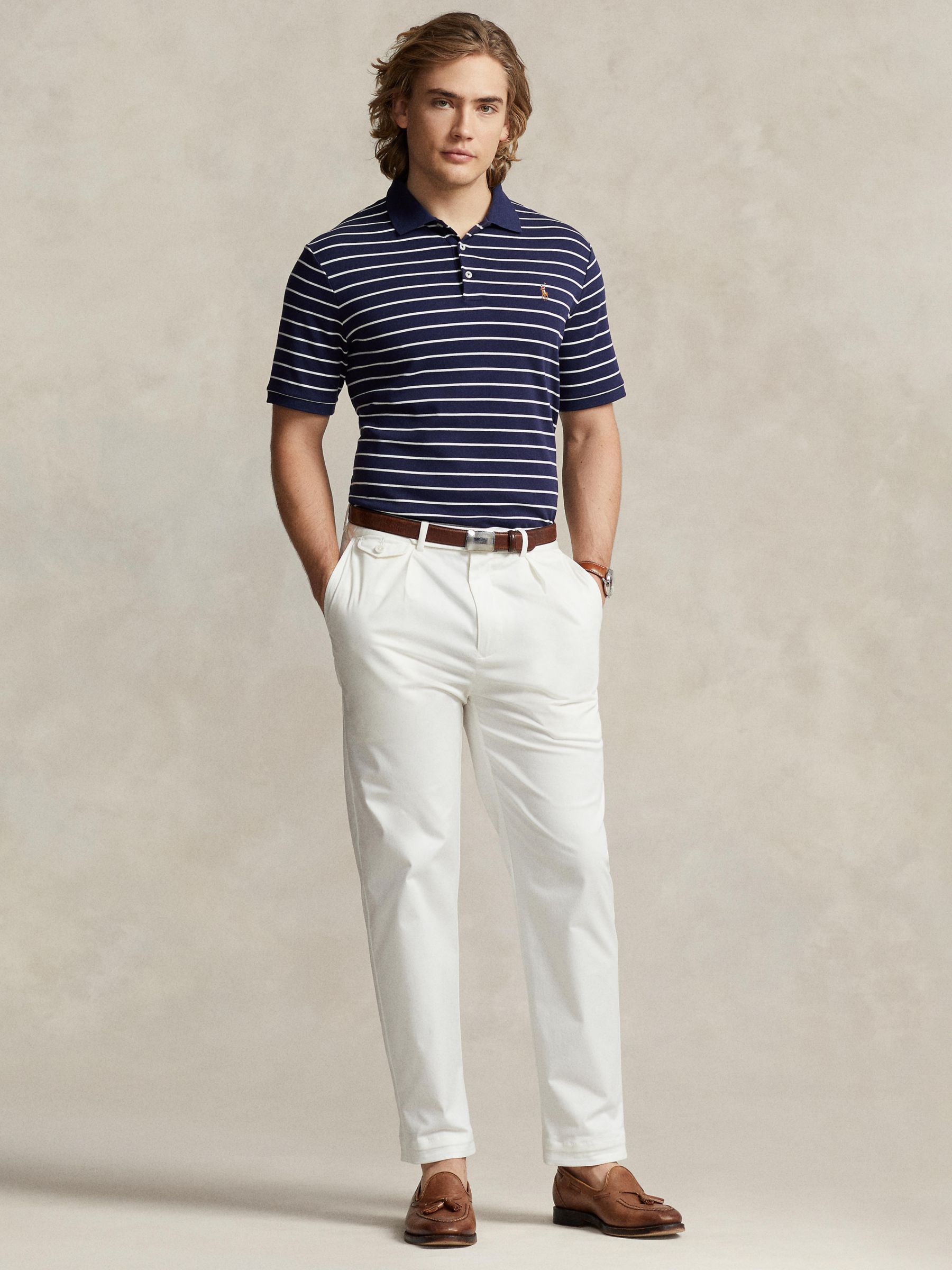 Ralph Lauren Slim Fit Soft Cotton Polo Shirt, Refined Navy/White at ...