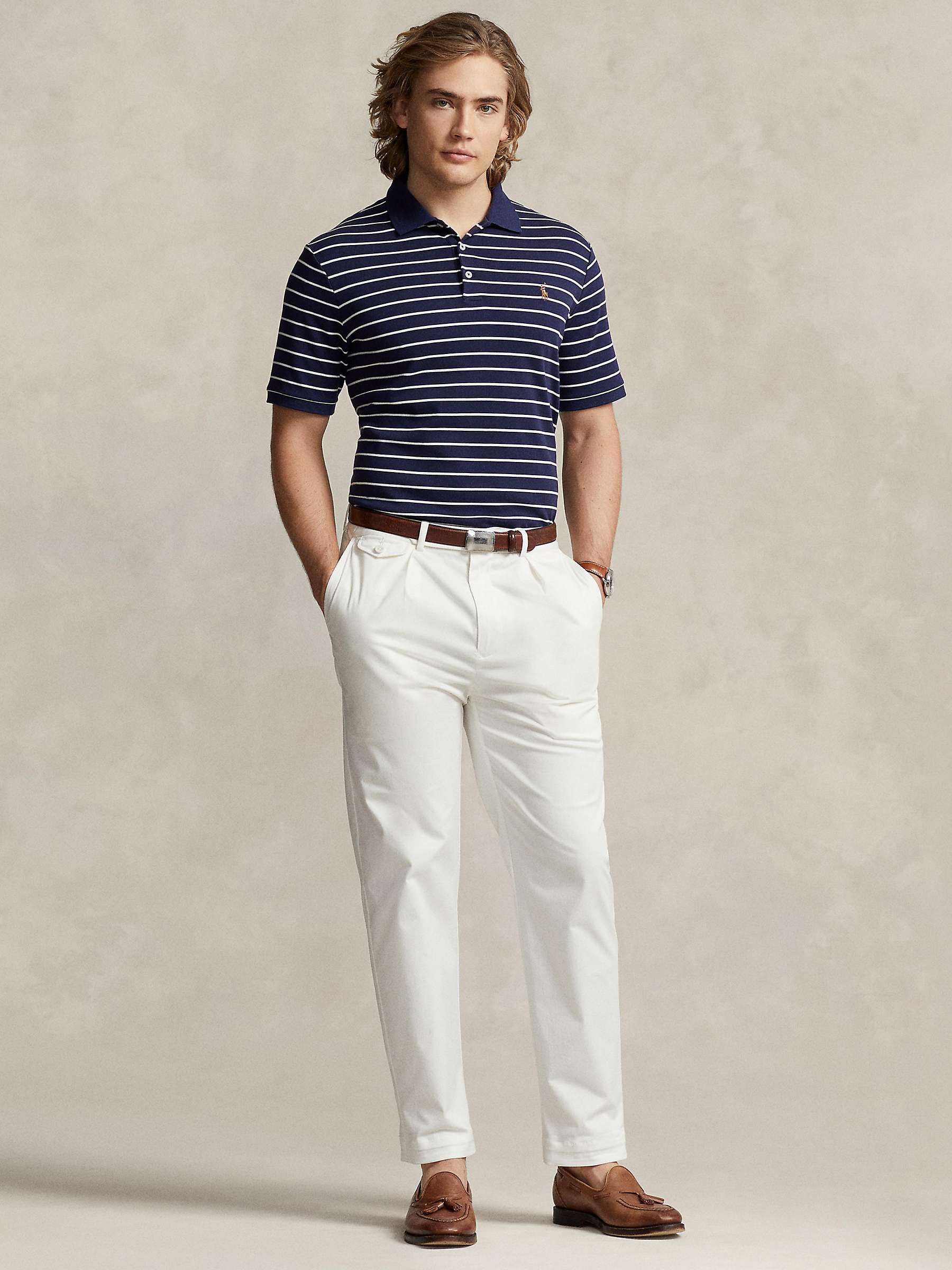 Buy Ralph Lauren Slim Fit Soft Cotton Polo Shirt, Refined Navy/White Online at johnlewis.com