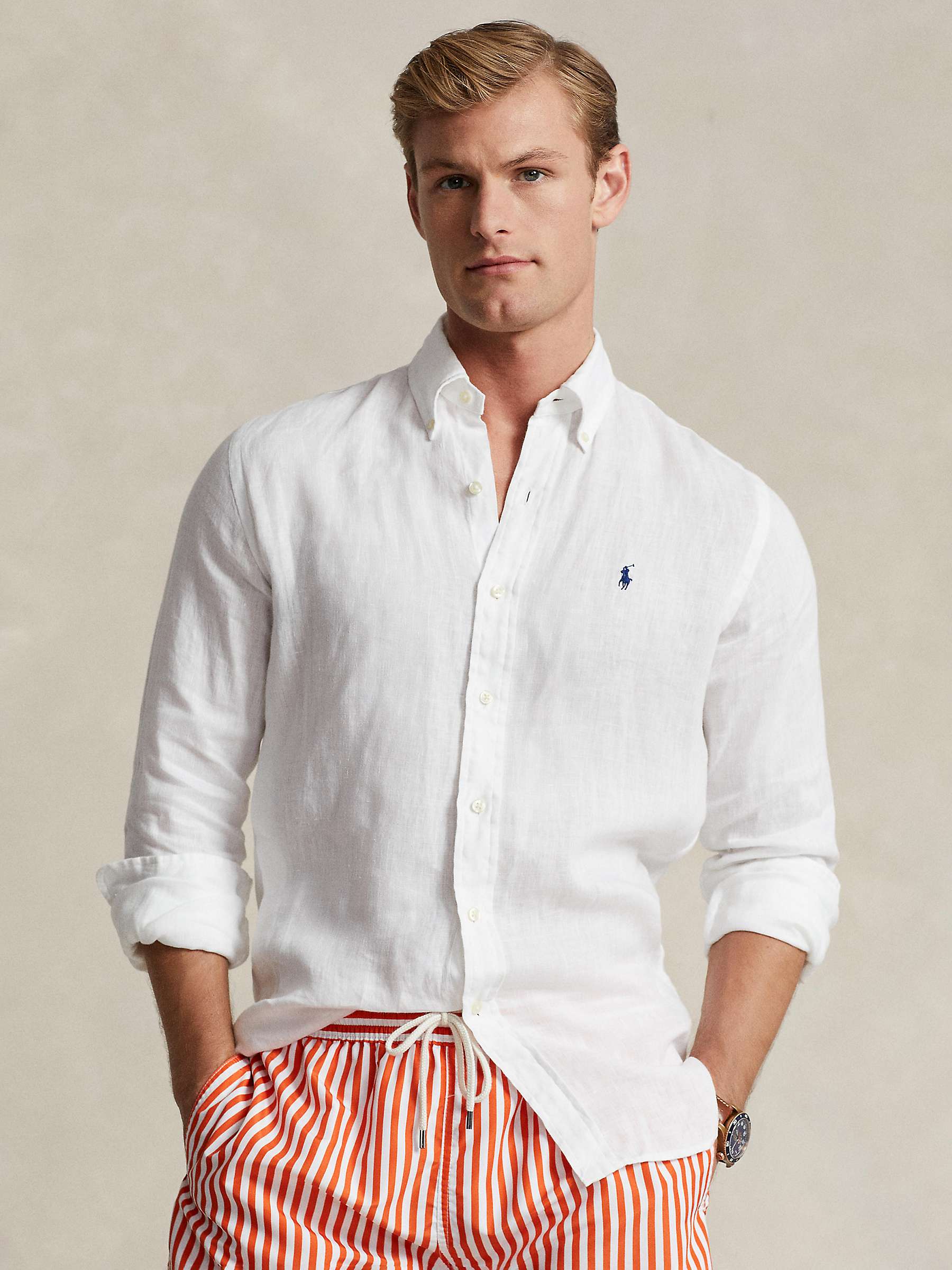 Buy Ralph Lauren Custom Fit Linen Shirt, White Online at johnlewis.com