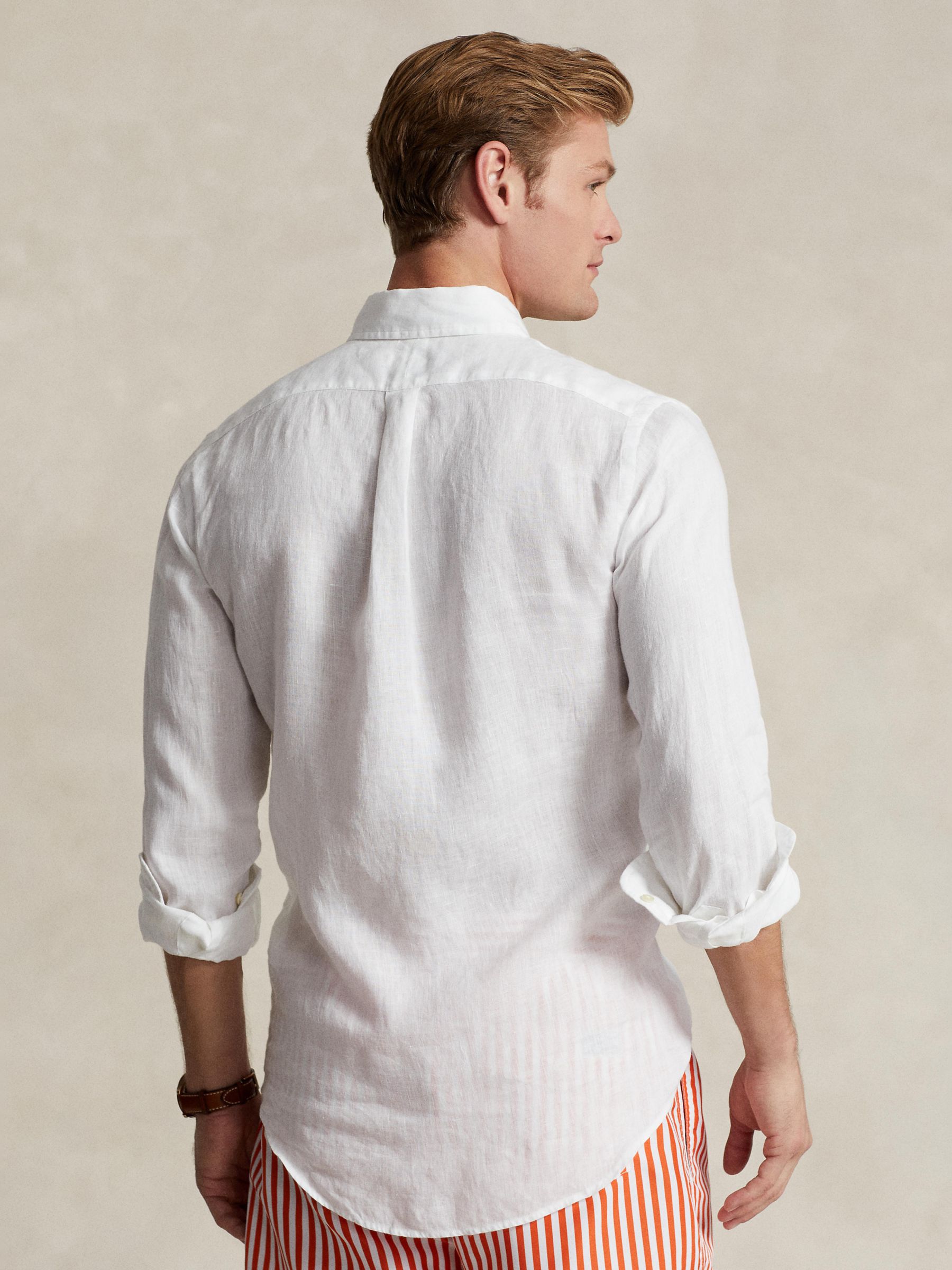 Ralph Lauren Custom Fit Linen Shirt, White, S