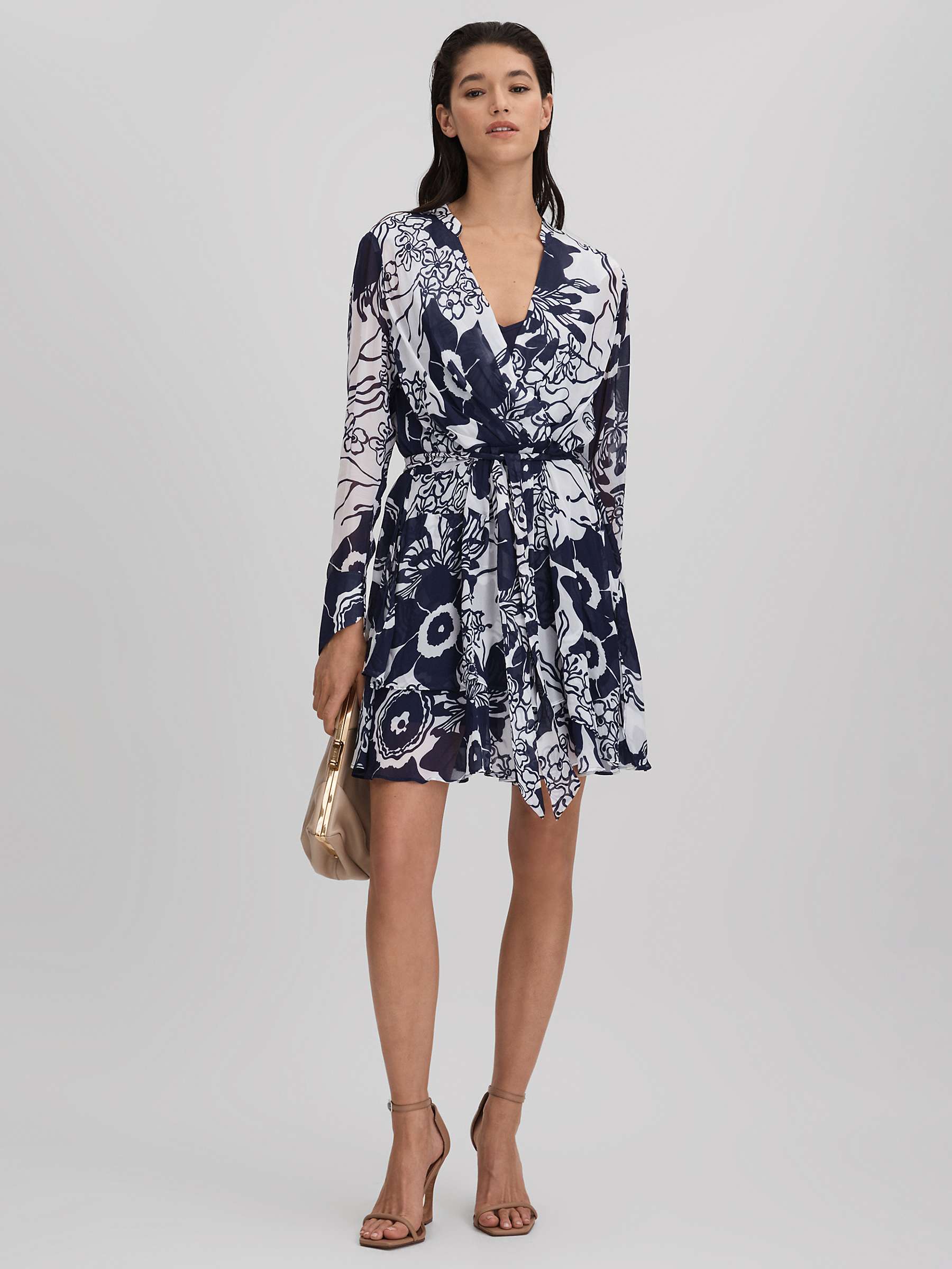 Buy Reiss Sienna Floral Mini Wrap Dress, Navy/Cream Online at johnlewis.com