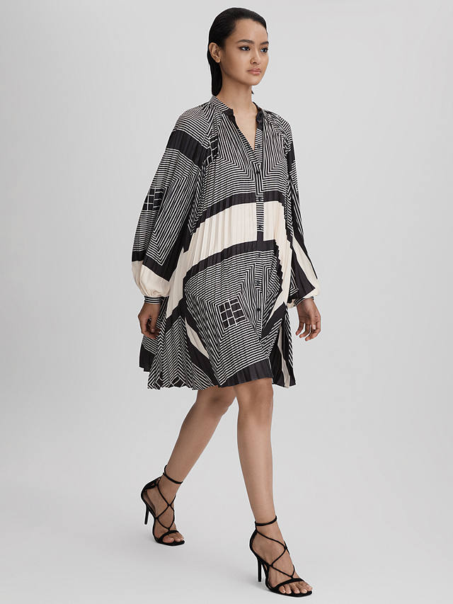 Reiss Bay Stripe Shirt Dress, Black/White