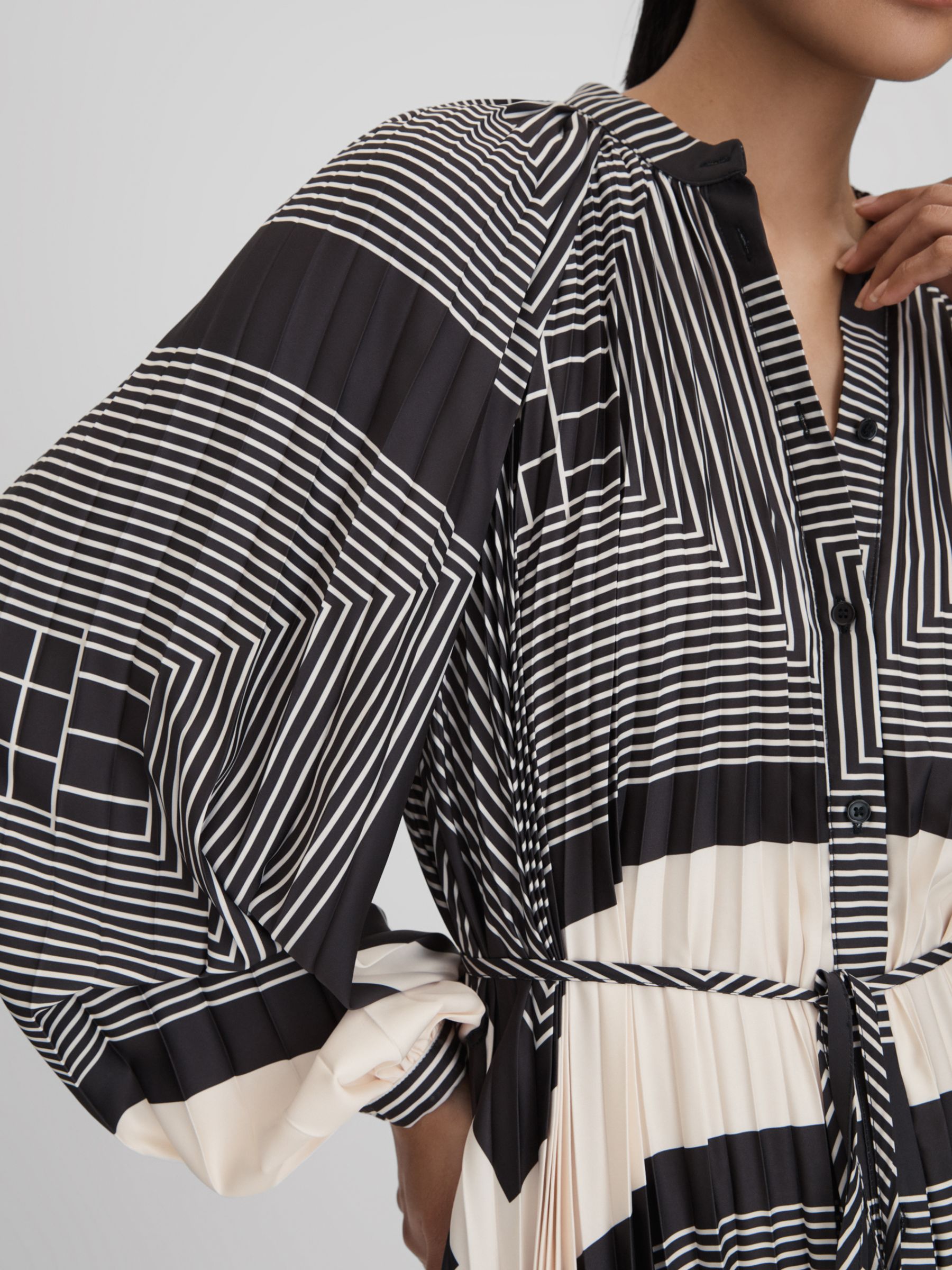 Reiss Bay Stripe Shirt Dress, Black/White at John Lewis & Partners