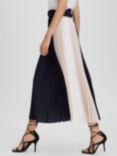 Reiss Ava Pleated Midi Skirt, Navy/Nude