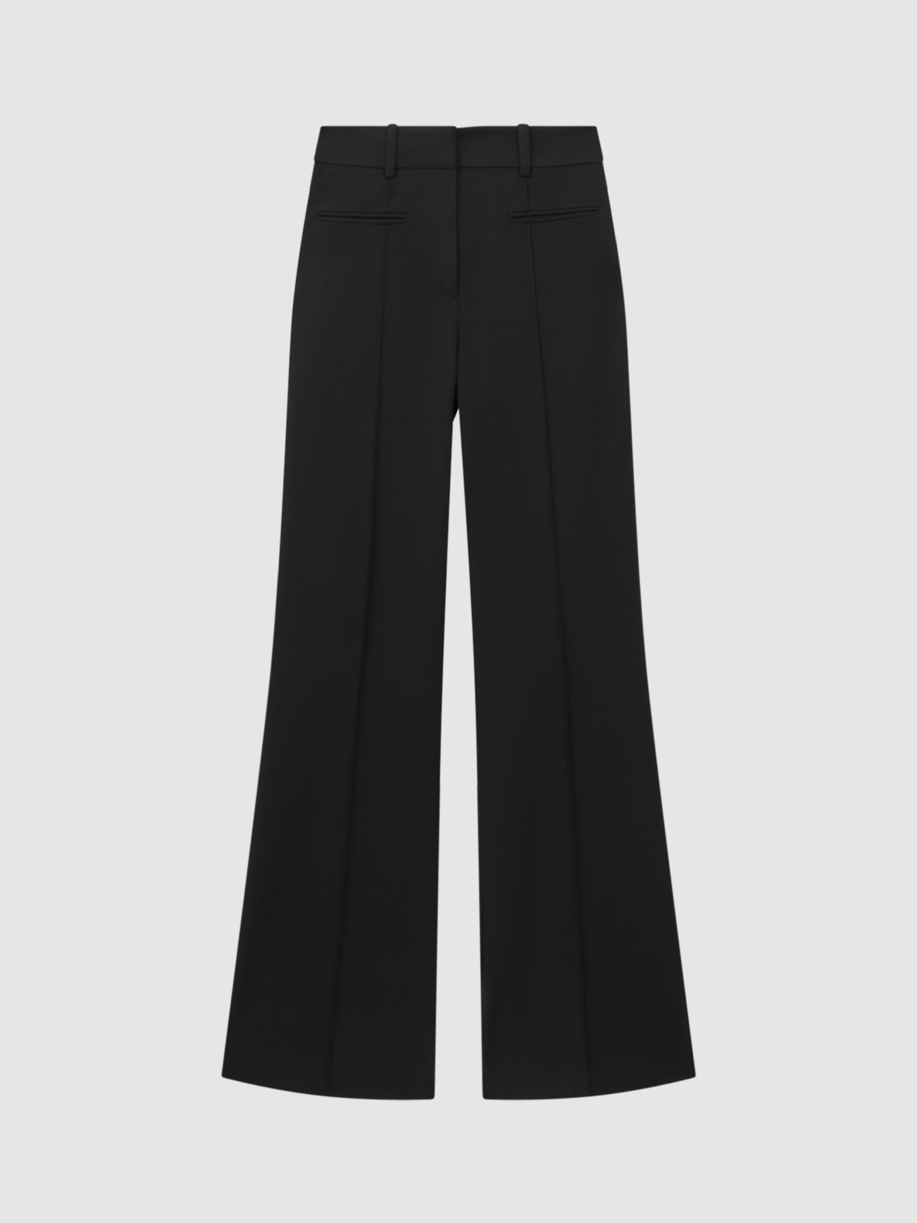 Reiss Black Lili Kick Flare Trousers