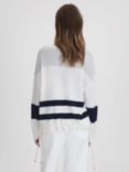 Reiss Allegra Wool and Cashmere Blend Stripe Jumper, White/Grey