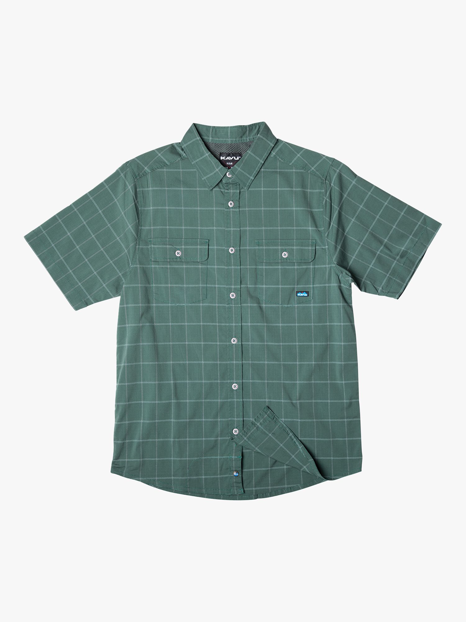 KAVU Shore Is Fun Cotton Blend Check Shirt, Green, S