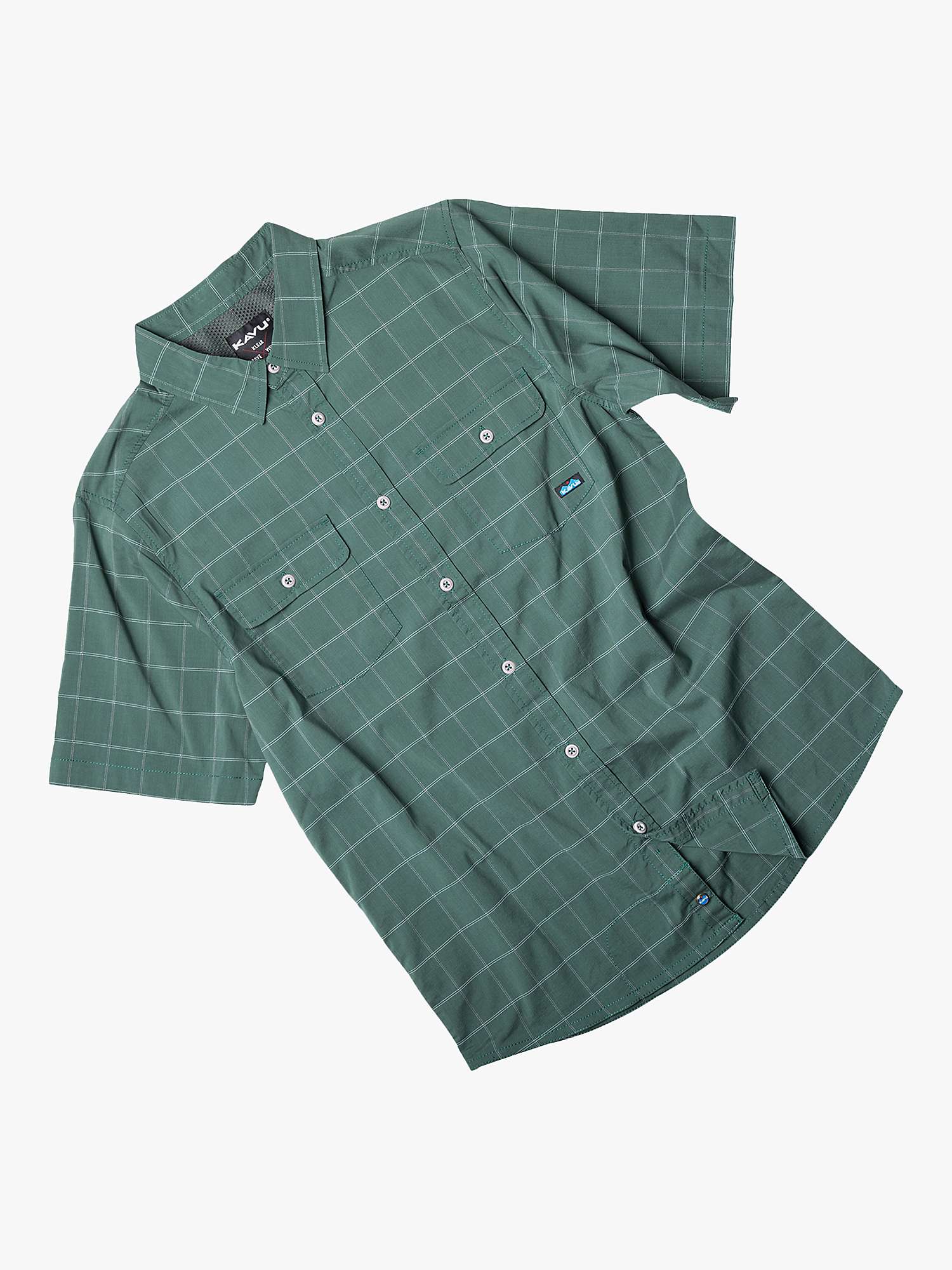 Buy KAVU Shore Is Fun Cotton Blend Check Shirt, Green Online at johnlewis.com
