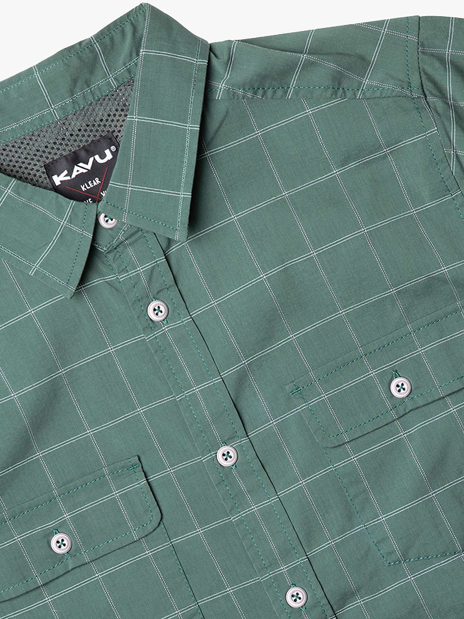 Buy KAVU Shore Is Fun Cotton Blend Check Shirt, Green Online at johnlewis.com