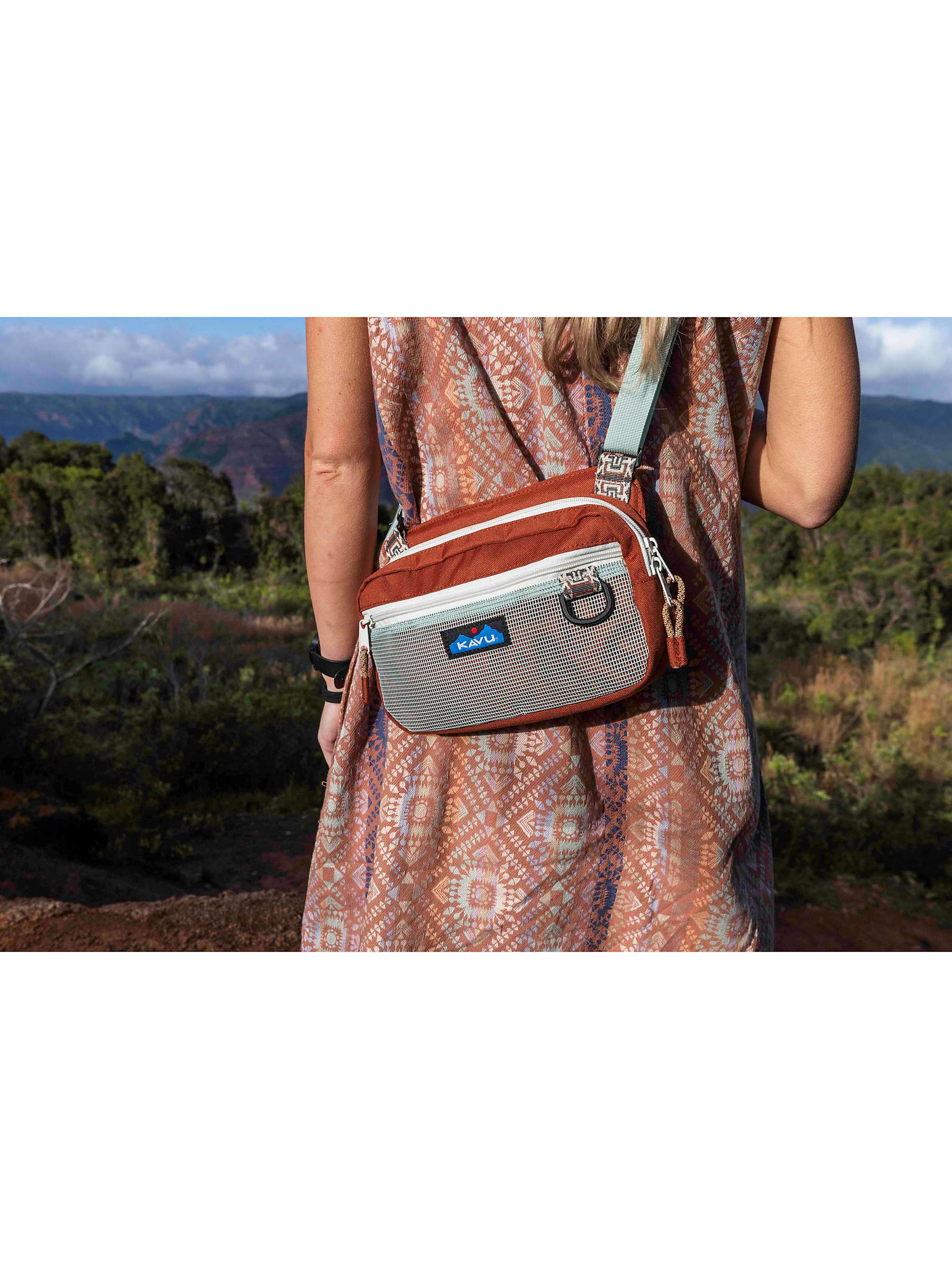 Buy KAVU Delray Beach Cross Body Bag, Cool Aqua/Orange Online at johnlewis.com