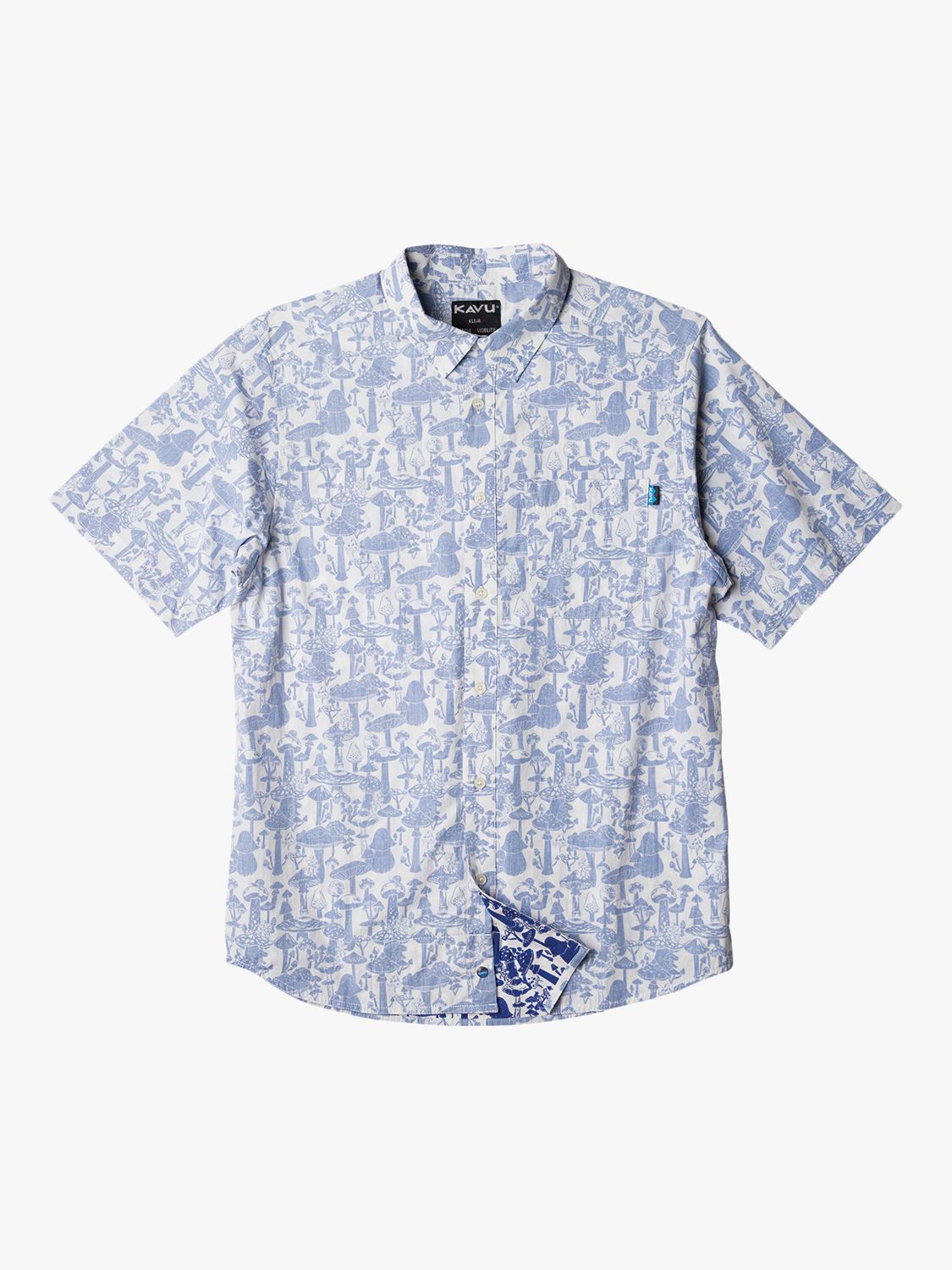 KAVU Topspot Reverse Print Short Sleeve Shirt, Mushroom Forest, M