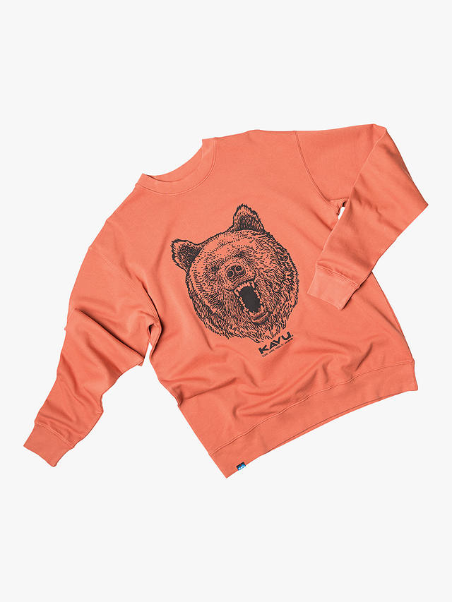 KAVU Core Crew Bear Graphic Organic Cotton Jumper, Orange