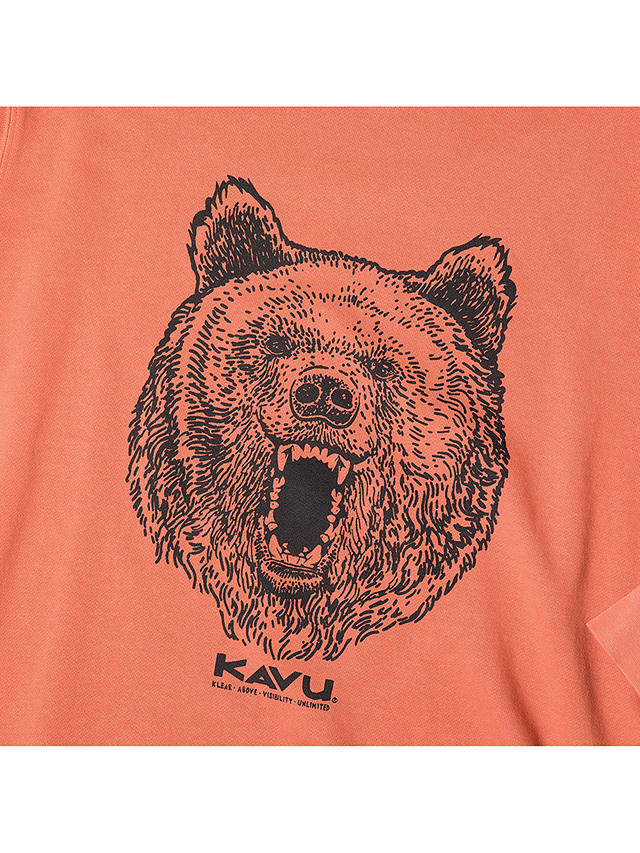 KAVU Core Crew Bear Graphic Organic Cotton Jumper, Orange
