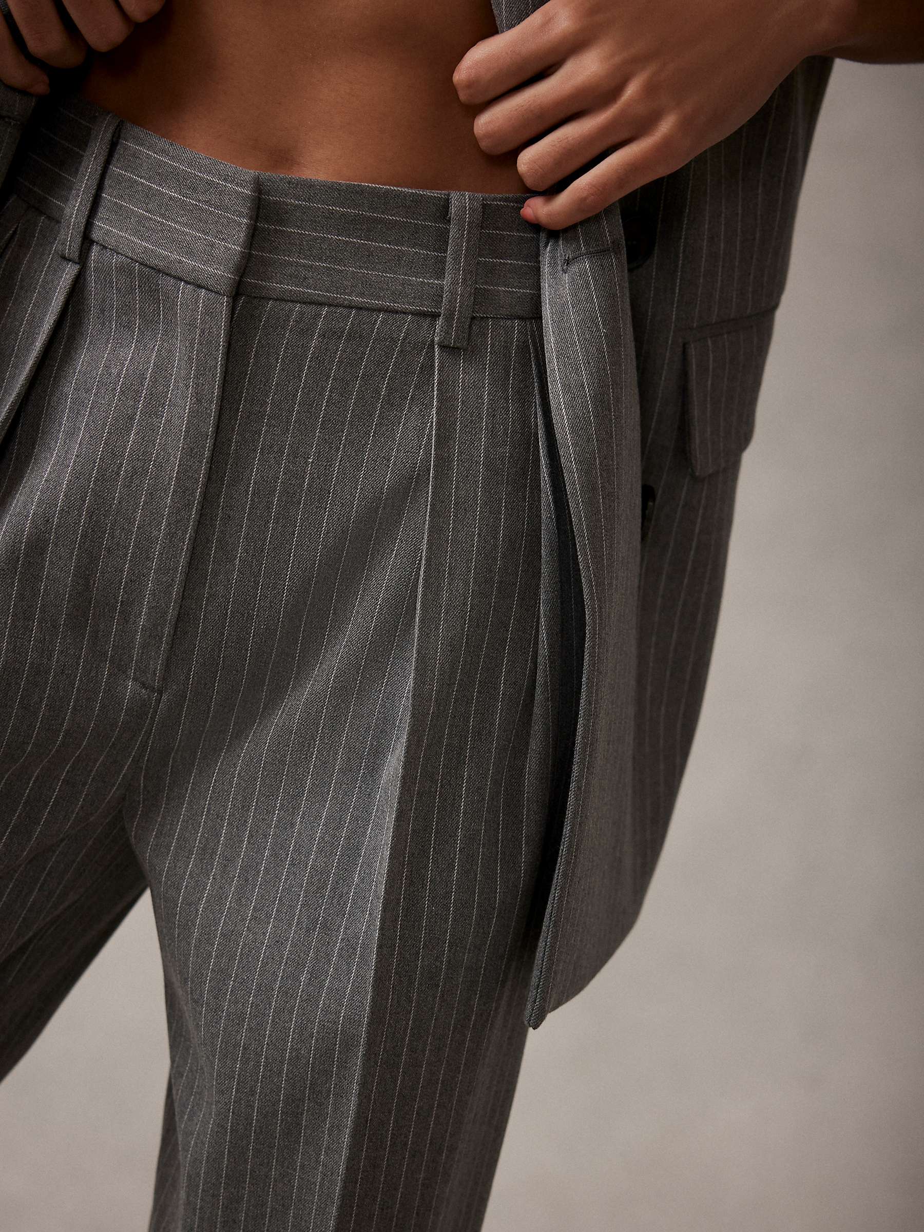 Buy Mint Velvet Pinstripe Wide Leg Trousers, Grey Light Online at johnlewis.com