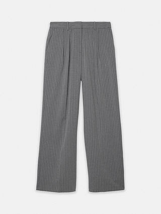 Mint Velvet Pinstripe Wide Leg Trousers, Grey Light