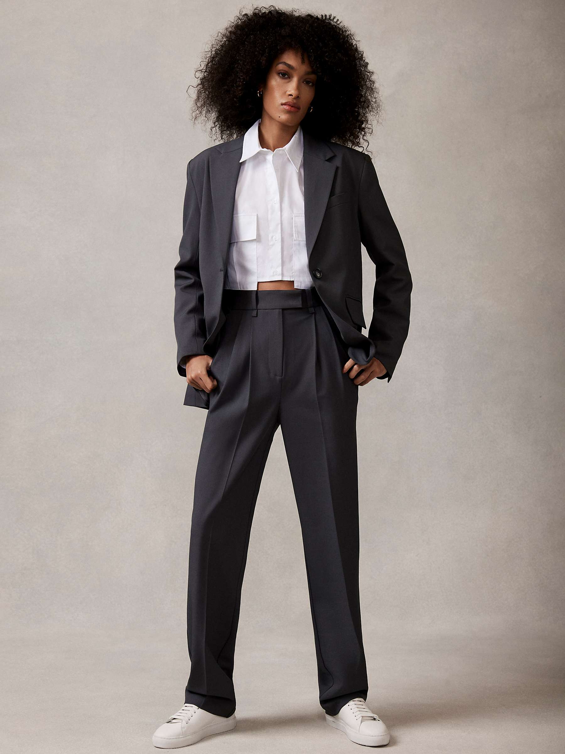 Buy Mint Velvet Pleat Front Tailored Trousers, Charcoal Grey Online at johnlewis.com