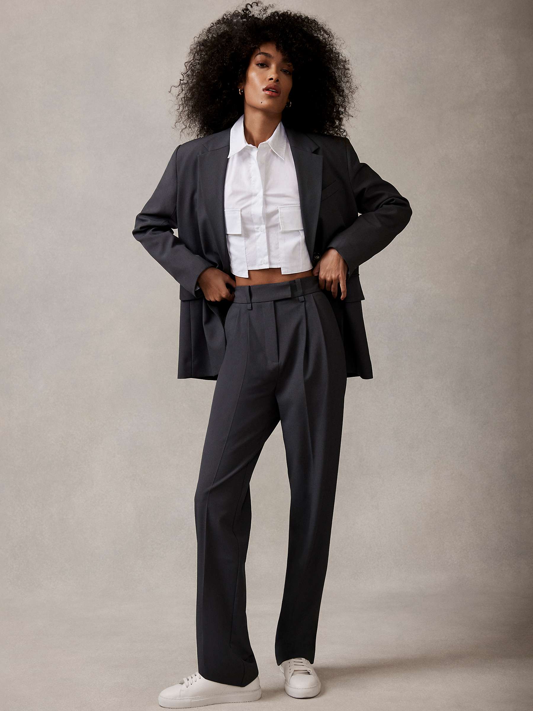 Buy Mint Velvet Pleat Front Tailored Trousers, Charcoal Grey Online at johnlewis.com