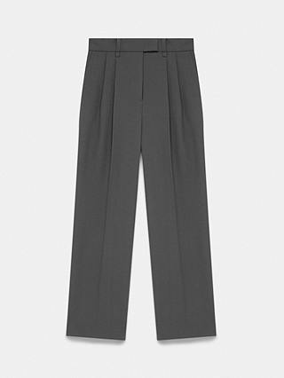 Mint Velvet Pleat Front Tailored Trousers, Charcoal Grey