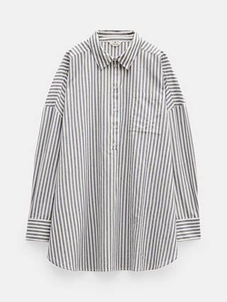 HUSH Skye Beach Shirt Dress, Navy/White Stripe