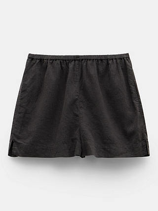 HUSH Lana Linen Blend Beach Shorts, Washed Black