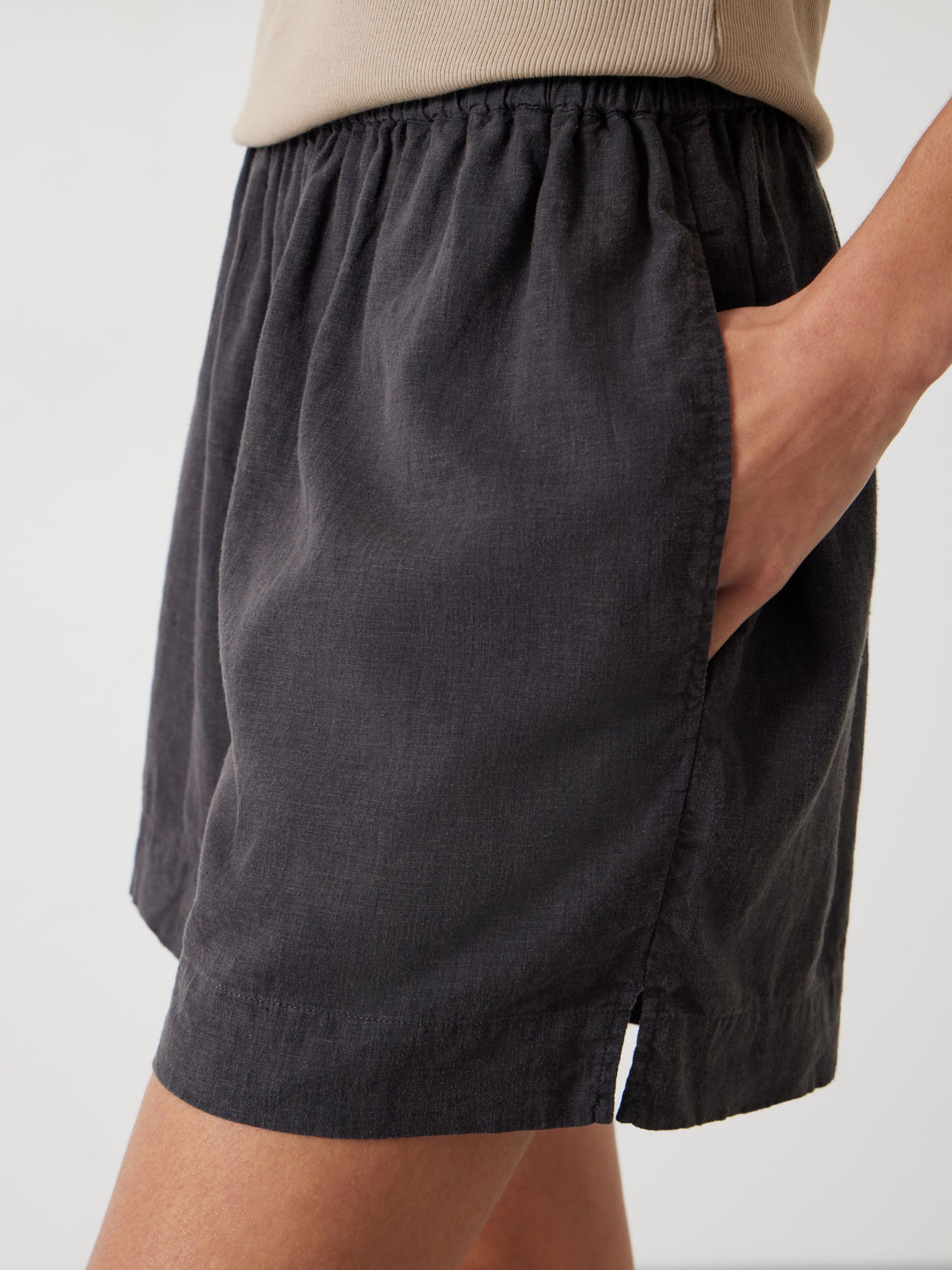 HUSH Lana Linen Blend Beach Shorts, Washed Black, L