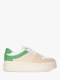 Dune Emmelie Leather Flatform Trainers, Green/Multi, Green-leather