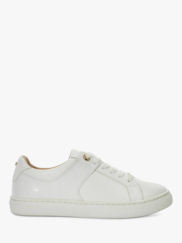 Dune Elodic Croc Effect Panel Trainers, White-synthetic