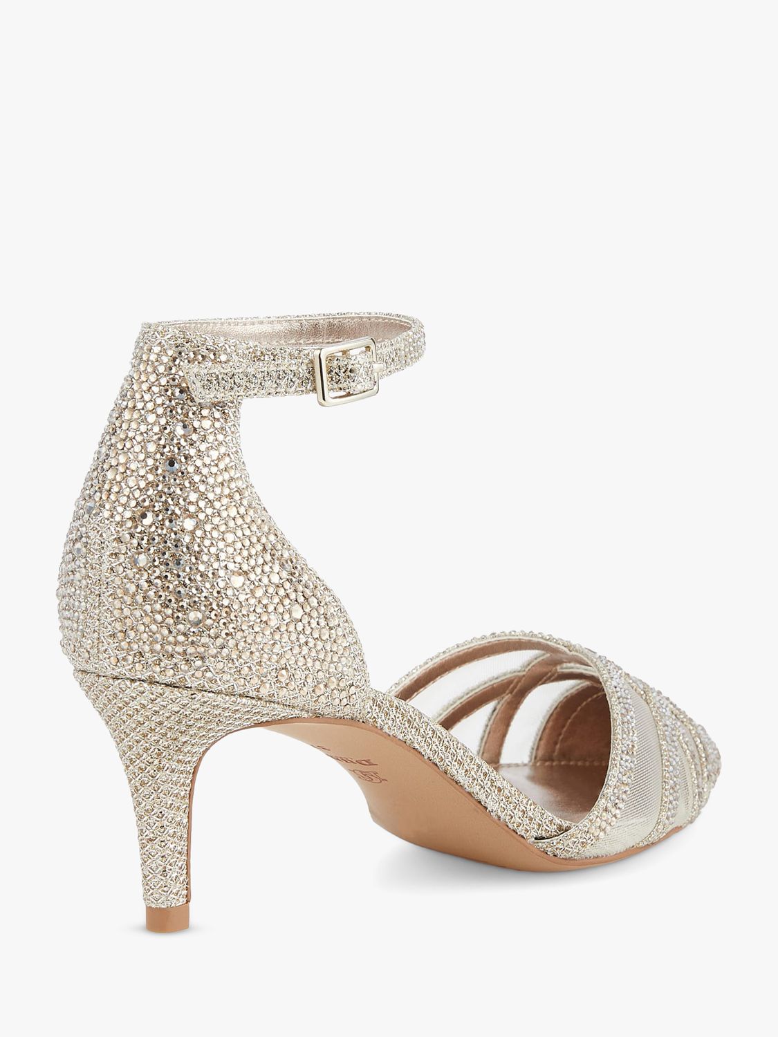 Dune Composed Embellished Kitten Heel Court Shoes, Gold