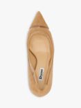 Dune Aurelia Vinyl Panel Suede Court Shoes, Camel, Camel-suede