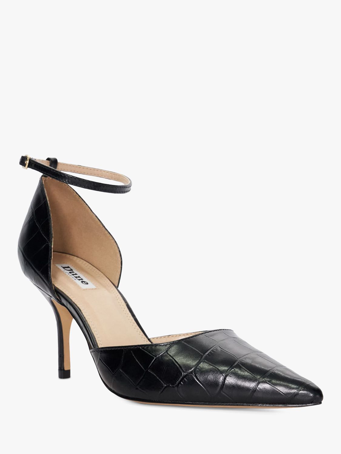 Dune Characters Leather Court Shoes, Black at John Lewis & Partners