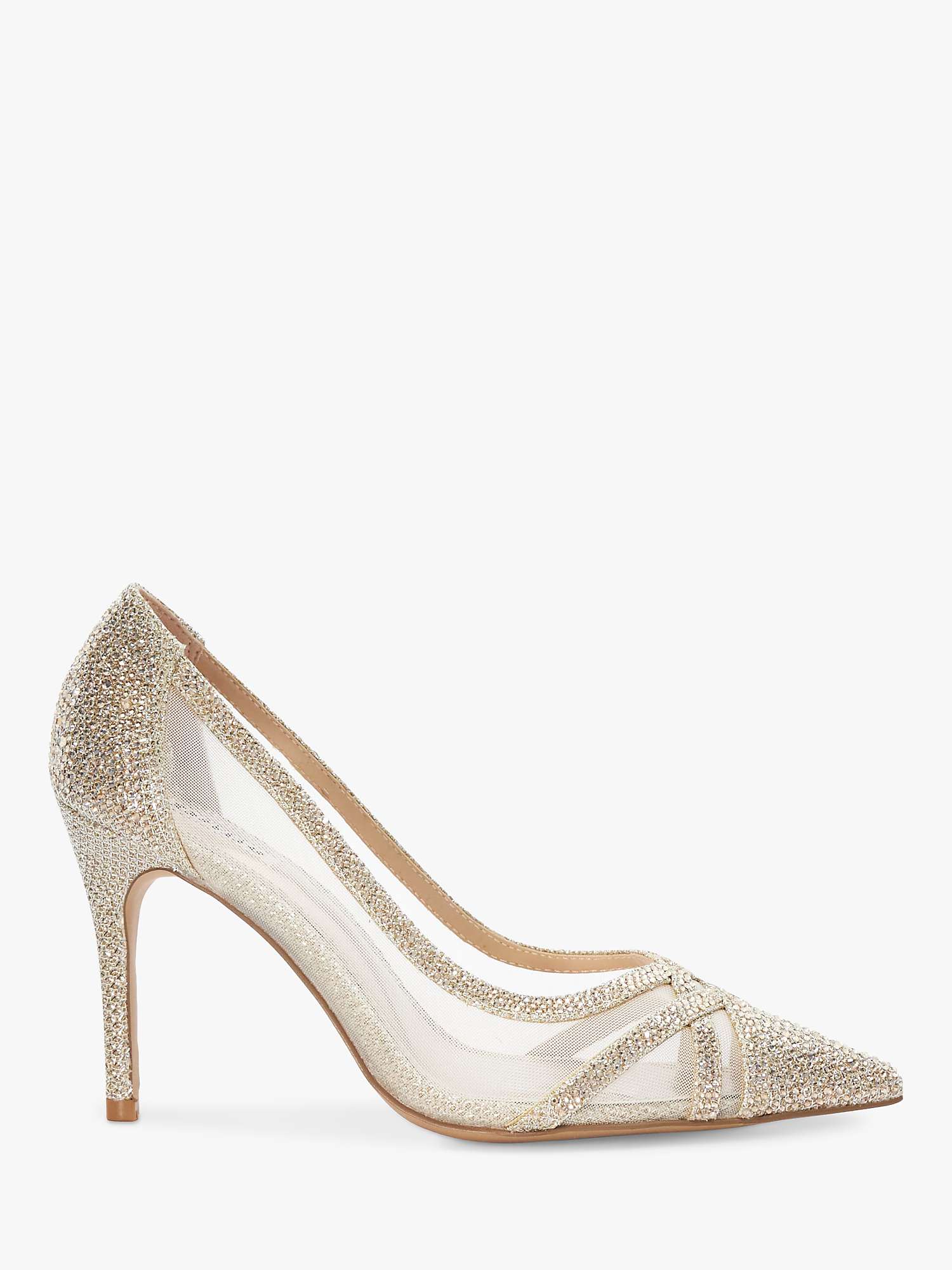 Buy Dune Bridged Embellished Court Shoes, Gold Online at johnlewis.com