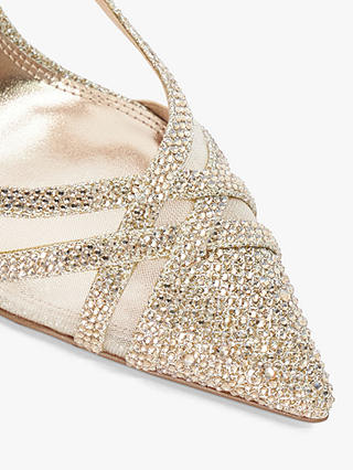Dune Bridged Embellished Court Shoes, Gold