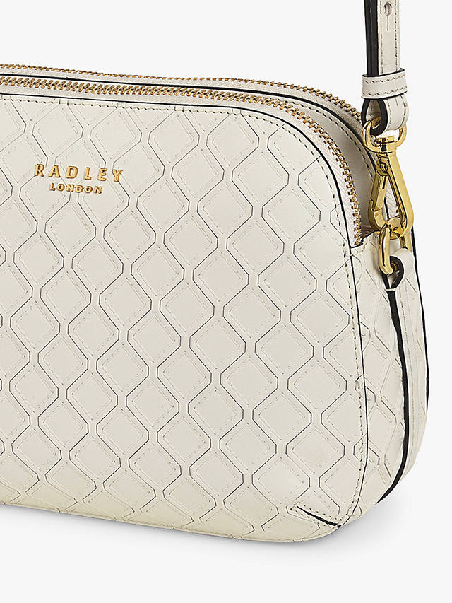 Radley Dukes Place Embossed Medium Zip Top Crossbody Bag, Chalk