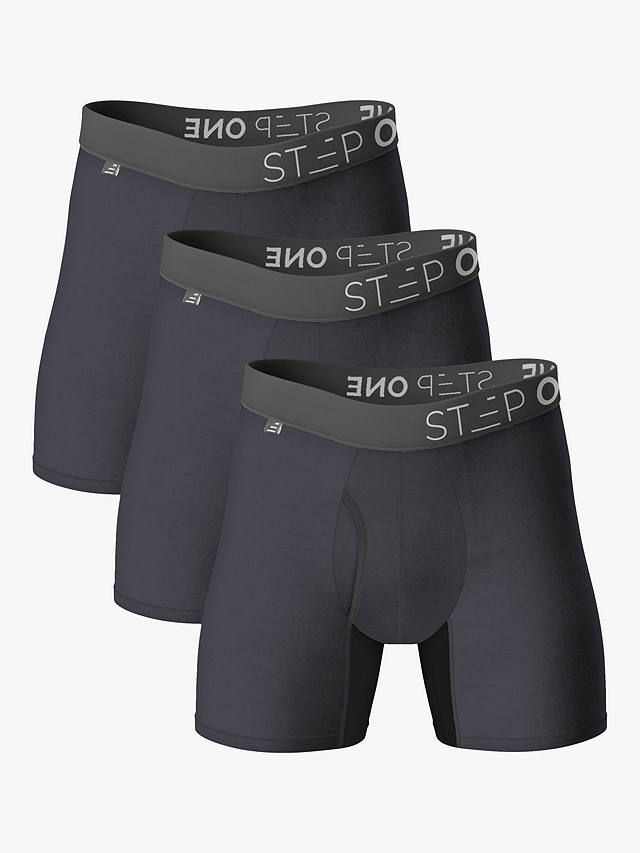 Step One Bamboo Boxer Briefs With Fly, Pack of 3, Smoking Guns
