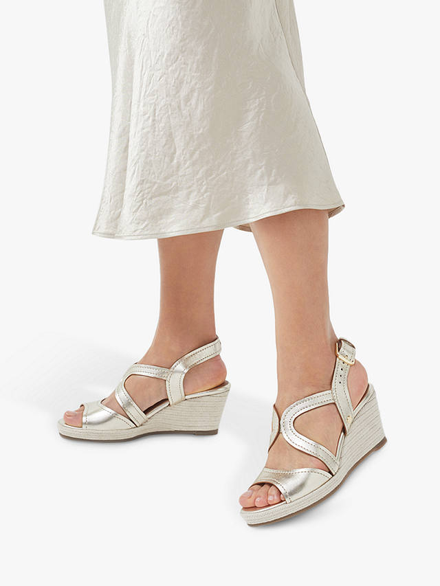 Radley Florence Close Leather Wedge Sandals, Soft Gold