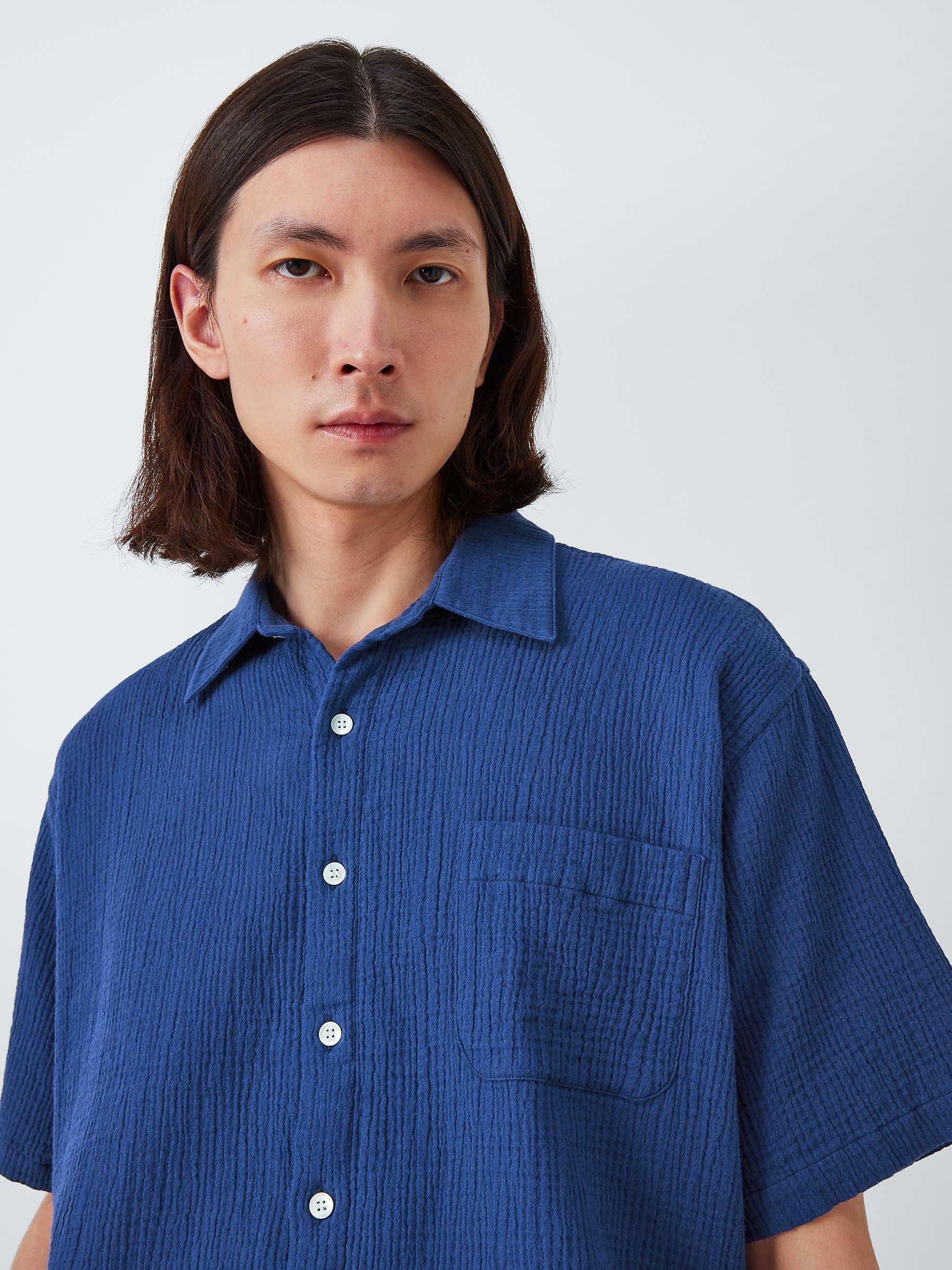 Buy La Paz Grandpa Baggy Short Sleeve Shirt, Blue Online at johnlewis.com