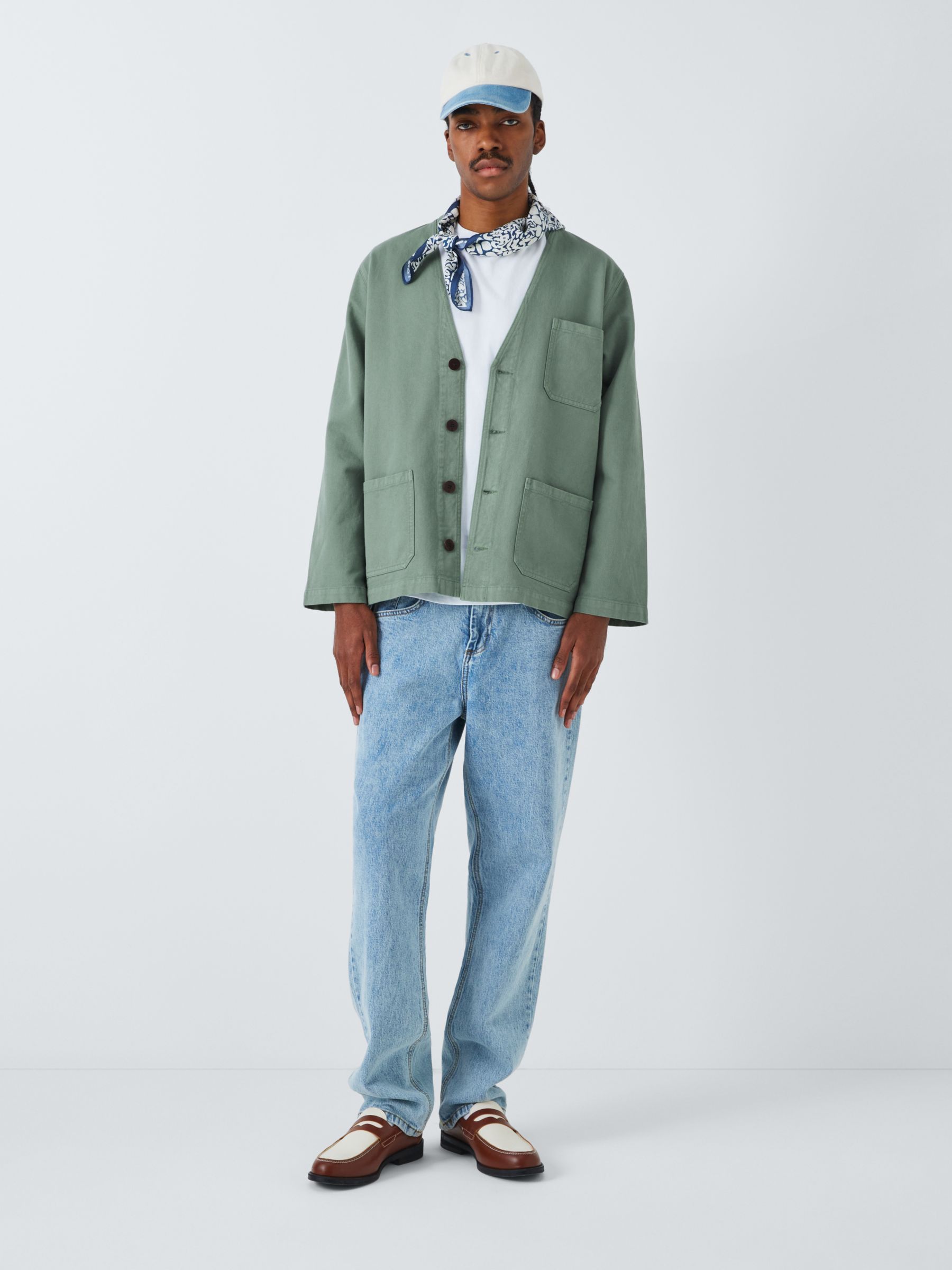 La Paz Cotton V-Neck Worker Jacket, Green Bay Canvas, XL