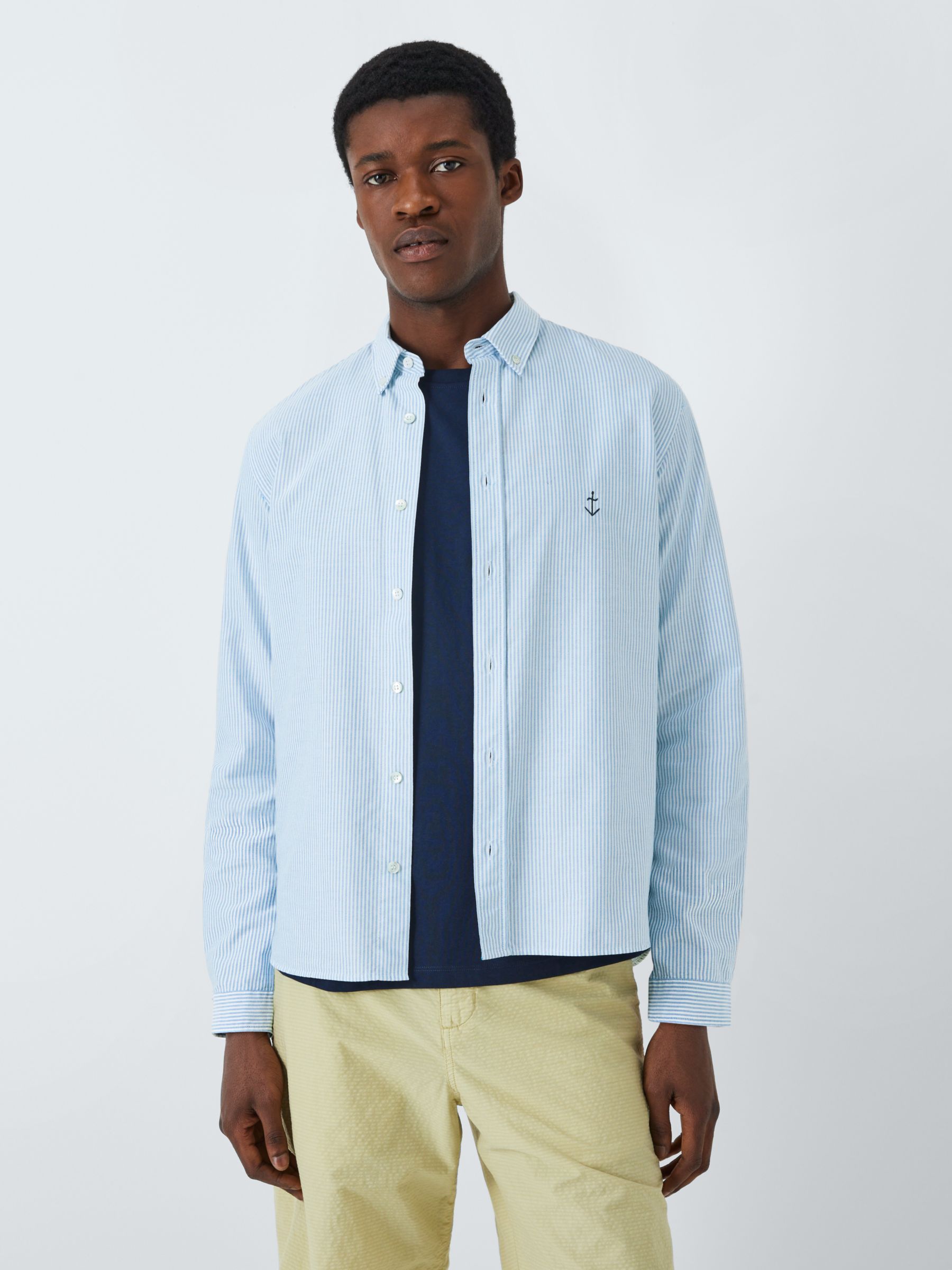La Paz Button Down Long Sleeve Stripe Shirt, Blue/White, L