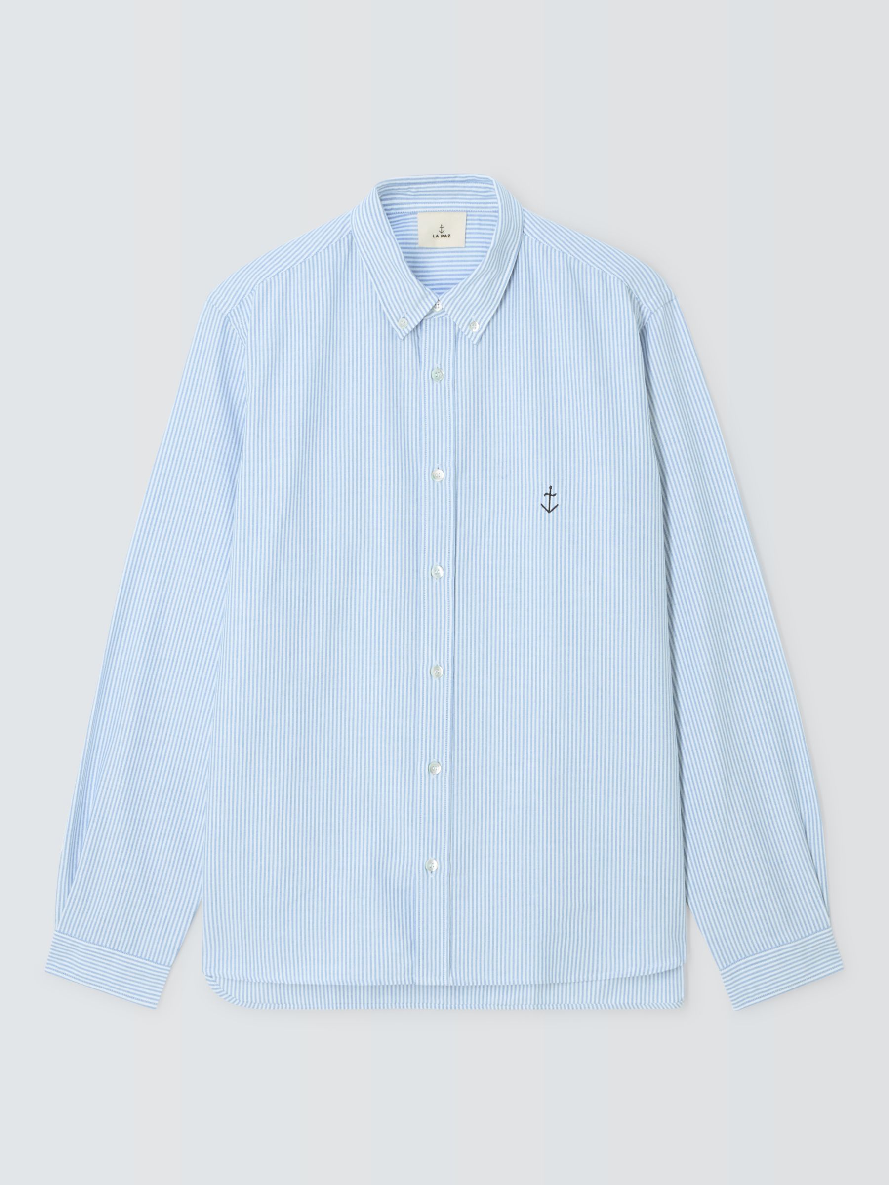 La Paz Button Down Long Sleeve Stripe Shirt, Blue/White, L