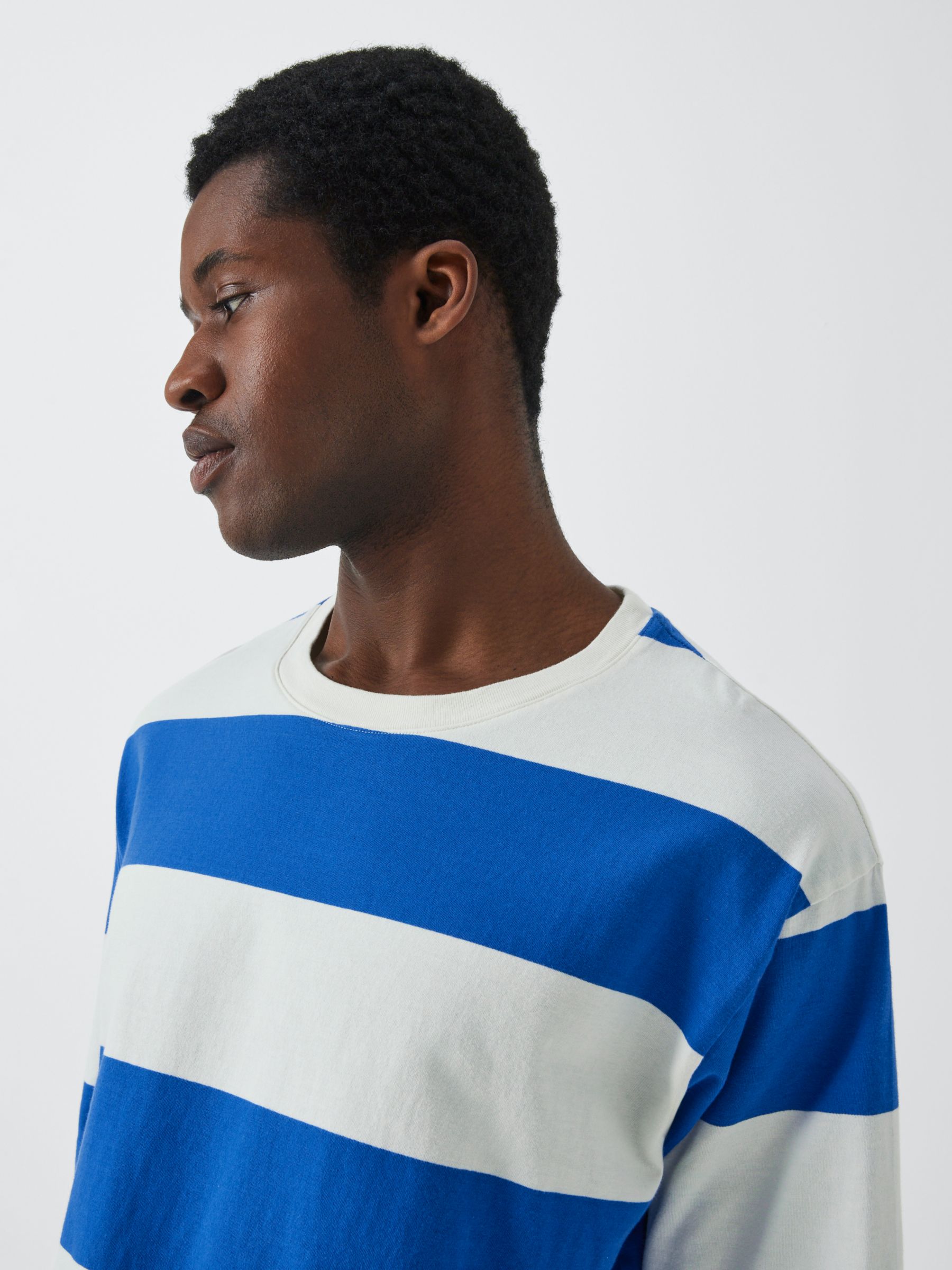 La Paz Drop Shoulder Stripe T-Shirt, Blue/White, L